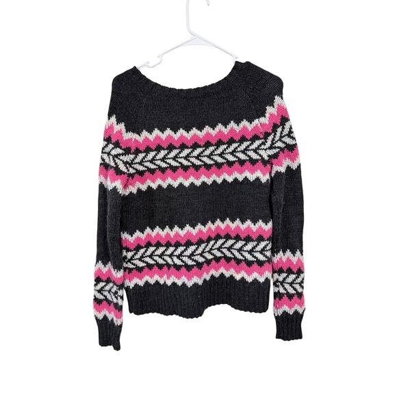 American Eagle Fair Isle Sweater Gray and Pink Women's Size Small - Picture 2 of 6